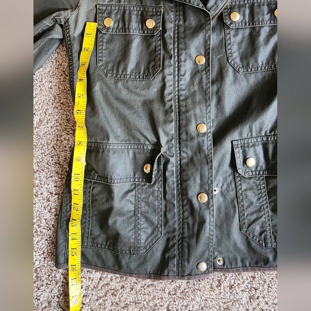 J. Crew Jacket Women's GreenDark Moss Downtown Field ZipSnaps Wax Shell Sz SMALL - Picture 10 of 10